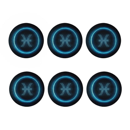 Blue Pisces Zodiac Sign Print Coaster Set