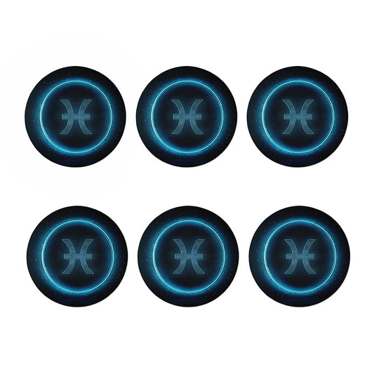 Blue Pisces Zodiac Sign Print Coaster Set