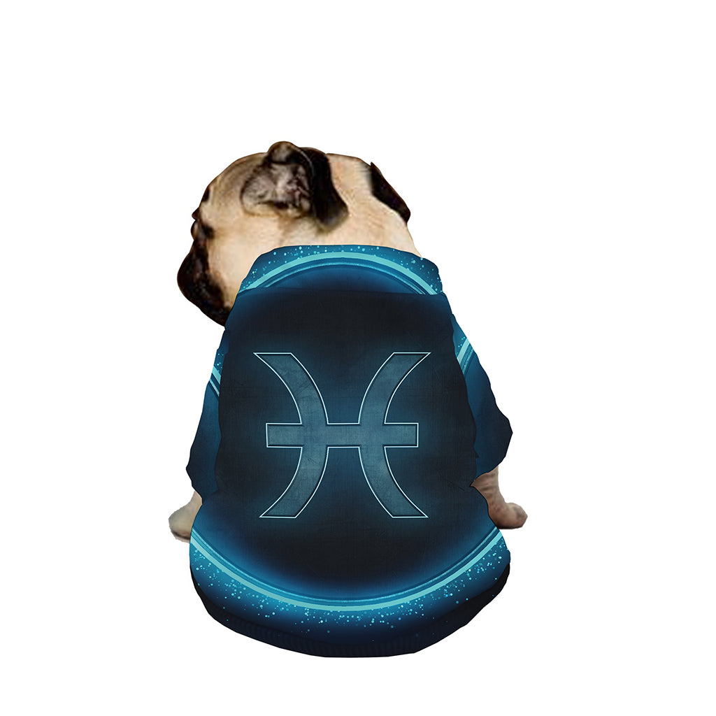 Blue Pisces Zodiac Sign Print Dog Zip Up Jacket