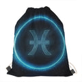 Blue Pisces Zodiac Sign Print Drawstring Bag