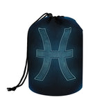 Blue Pisces Zodiac Sign Print Drawstring Makeup Bag