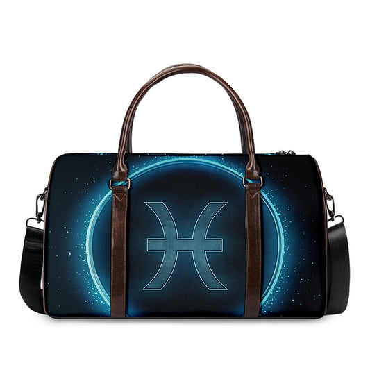 Blue Pisces Zodiac Sign Print Duffle Bag