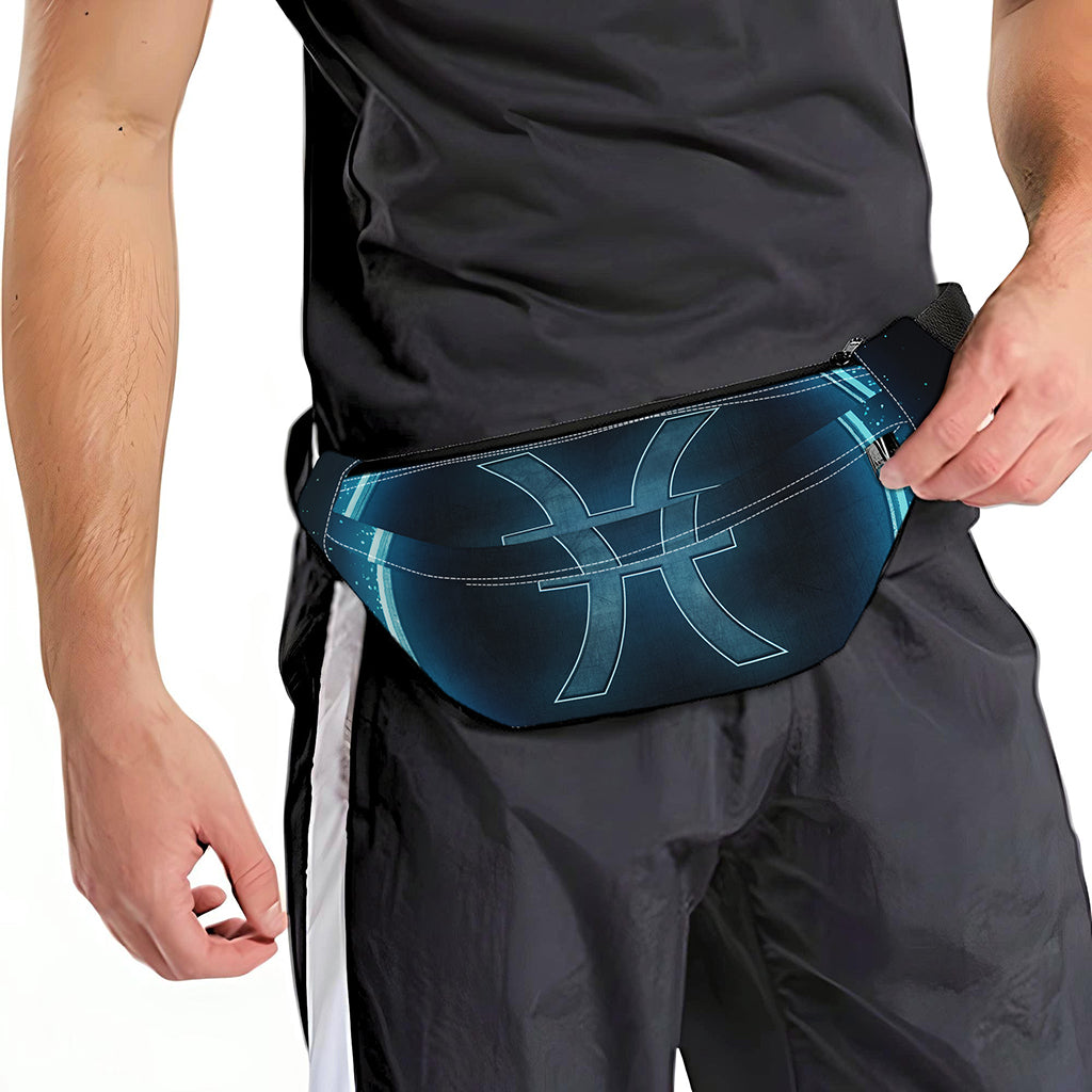 Blue Pisces Zodiac Sign Print Fanny Pack