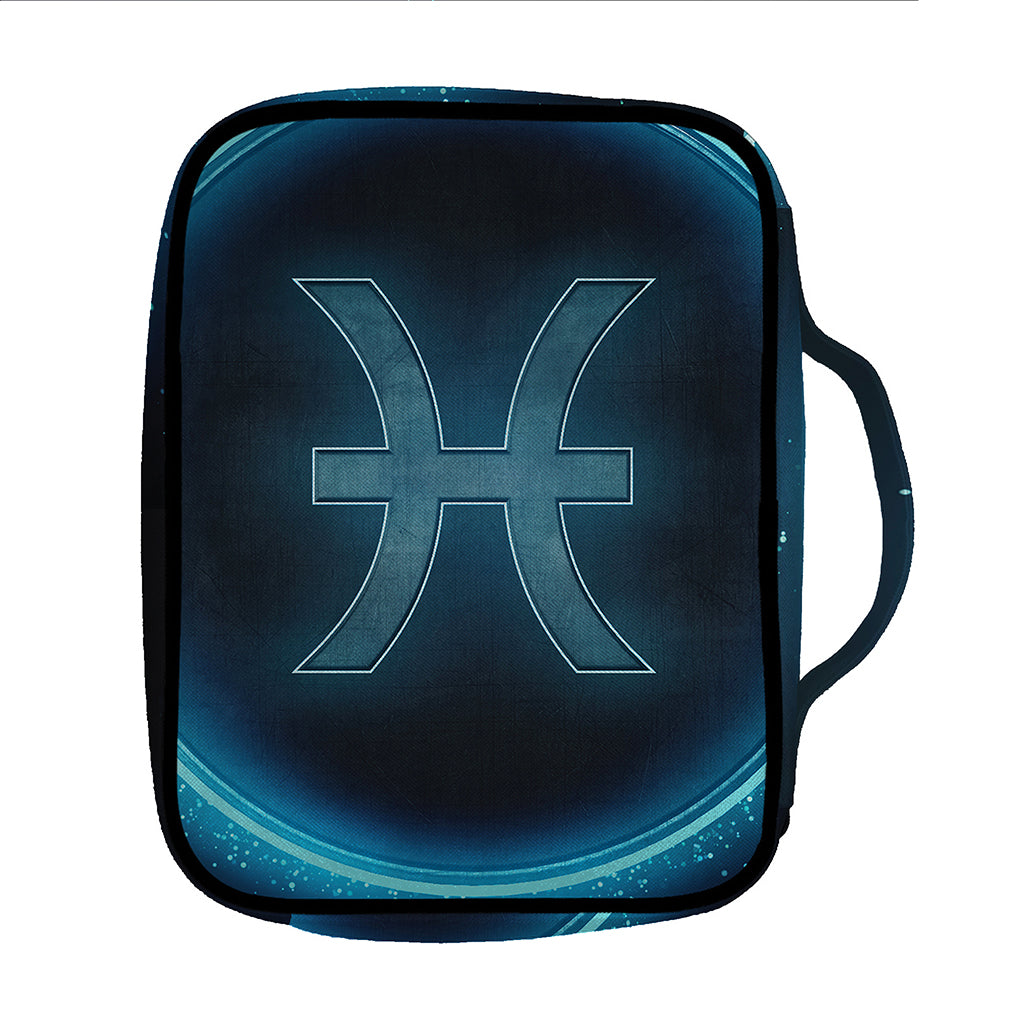 Blue Pisces Zodiac Sign Print Front Pocket Bible Bag