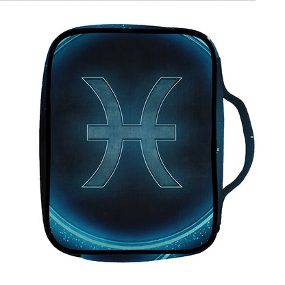 Blue Pisces Zodiac Sign Print Front Pocket Bible Bag