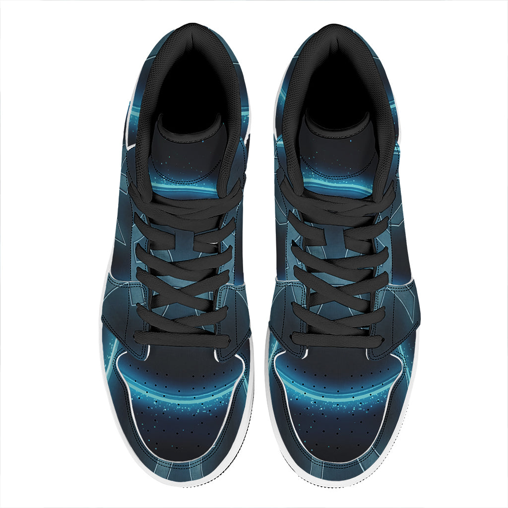 Blue Pisces Zodiac Sign Print High Top Leather Sneakers