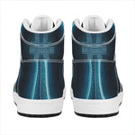 Blue Pisces Zodiac Sign Print High Top Leather Sneakers