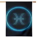 Blue Pisces Zodiac Sign Print House Flag