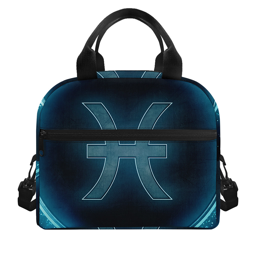 Blue Pisces Zodiac Sign Print Insulated Lunch Bag