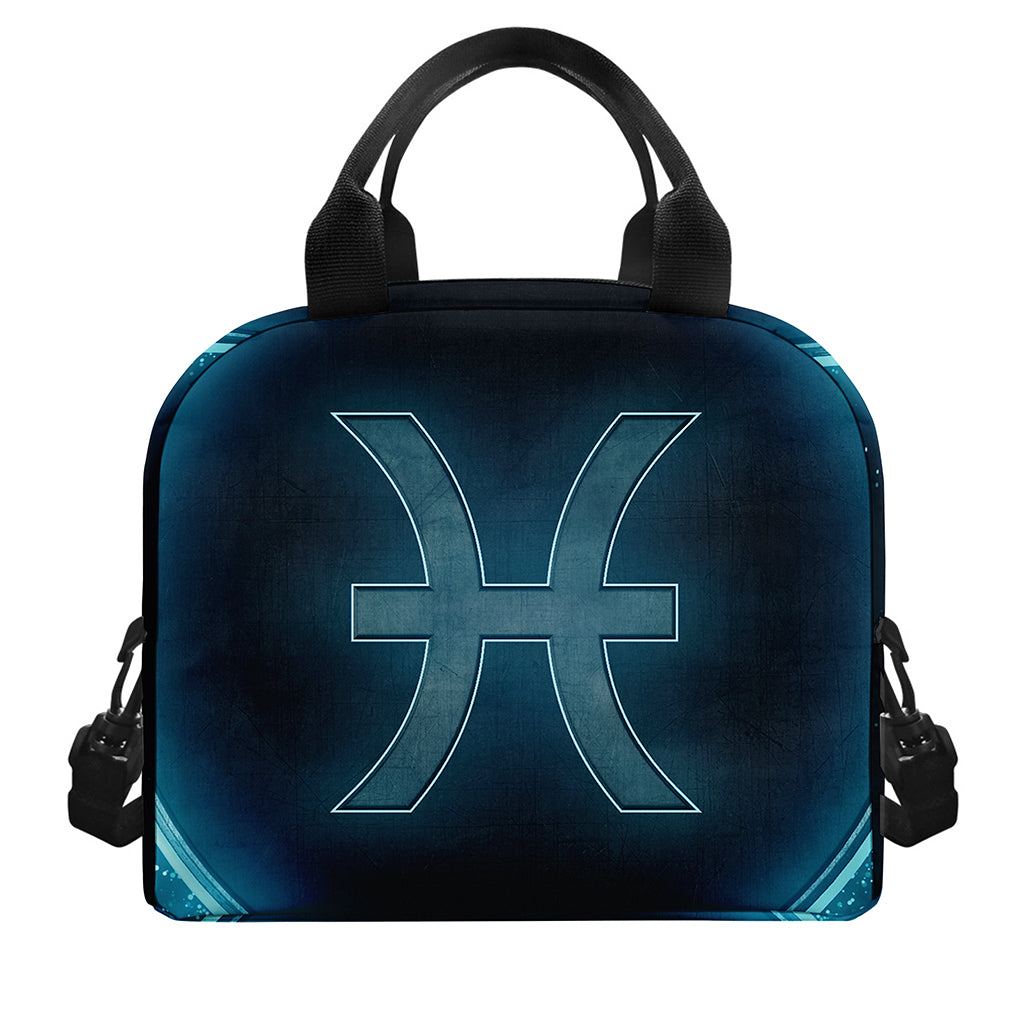 Blue Pisces Zodiac Sign Print Insulated Lunch Bag