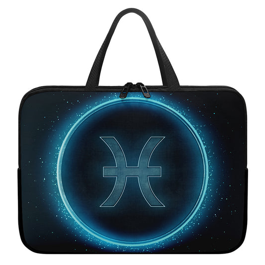 Blue Pisces Zodiac Sign Print Laptop Sleeve With Handle