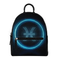 Blue Pisces Zodiac Sign Print Leather Backpack
