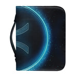 Blue Pisces Zodiac Sign Print Leather Bible Cover