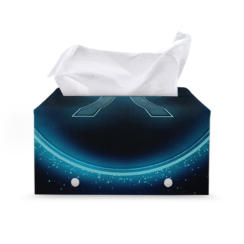 Blue Pisces Zodiac Sign Print Leather Tissue Box Cover