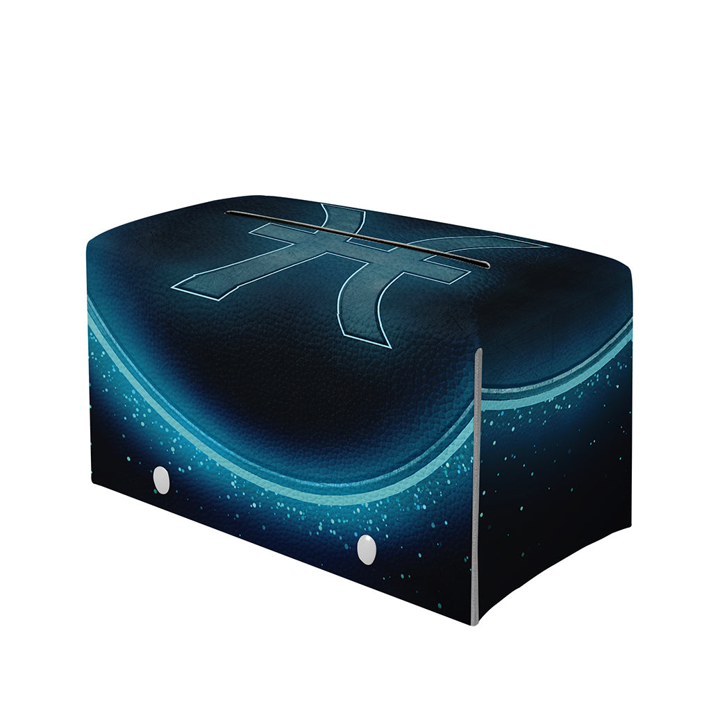 Blue Pisces Zodiac Sign Print Leather Tissue Box Cover