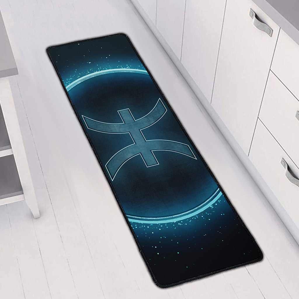 Blue Pisces Zodiac Sign Print Long Kitchen Mat
