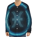 Blue Pisces Zodiac Sign Print Long Sleeve Baseball Jersey