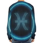 Blue Pisces Zodiac Sign Print Long Sleeve Baseball Jersey