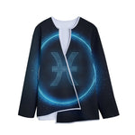 Blue Pisces Zodiac Sign Print Long Sleeve Short Coat