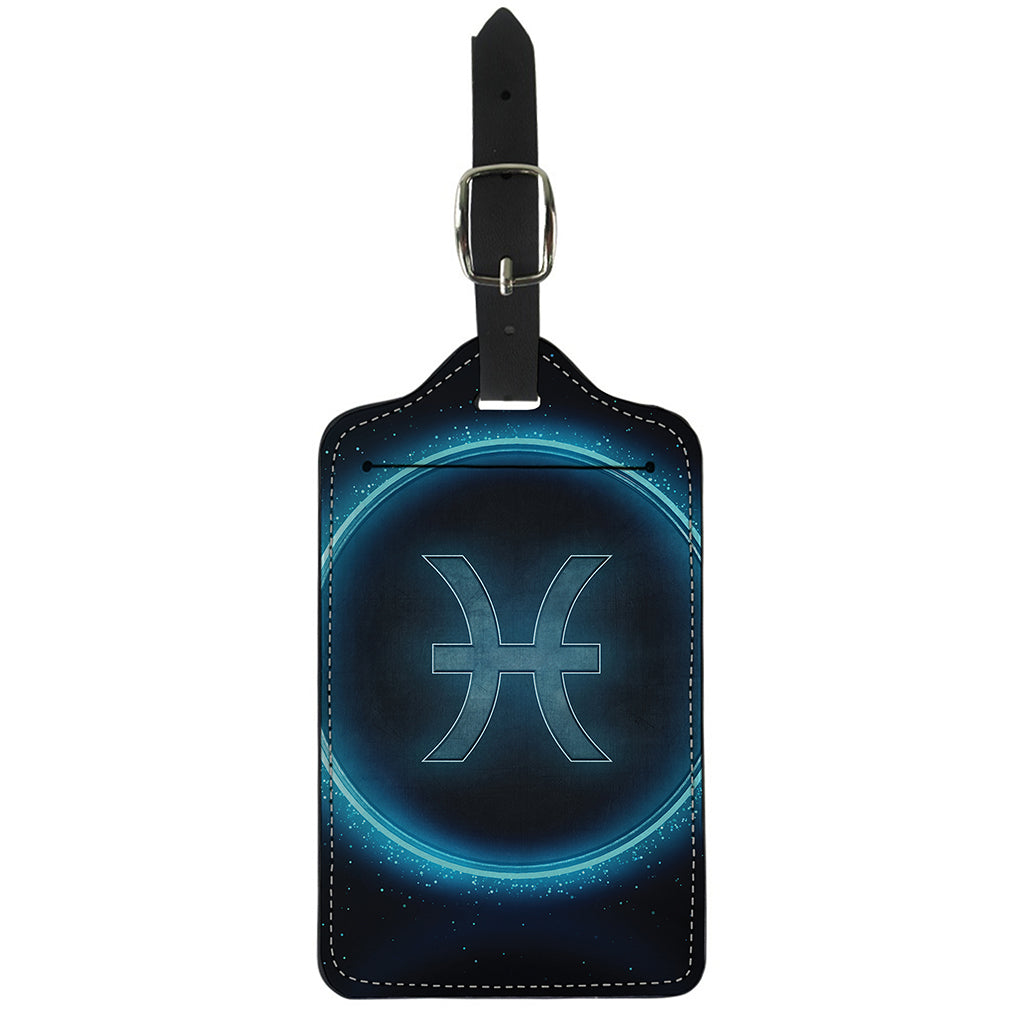 Blue Pisces Zodiac Sign Print Luggage Tag