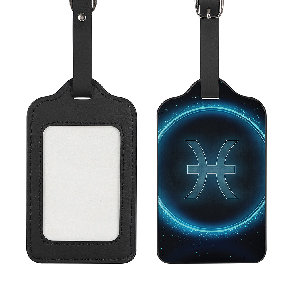 Blue Pisces Zodiac Sign Print Luggage Tag