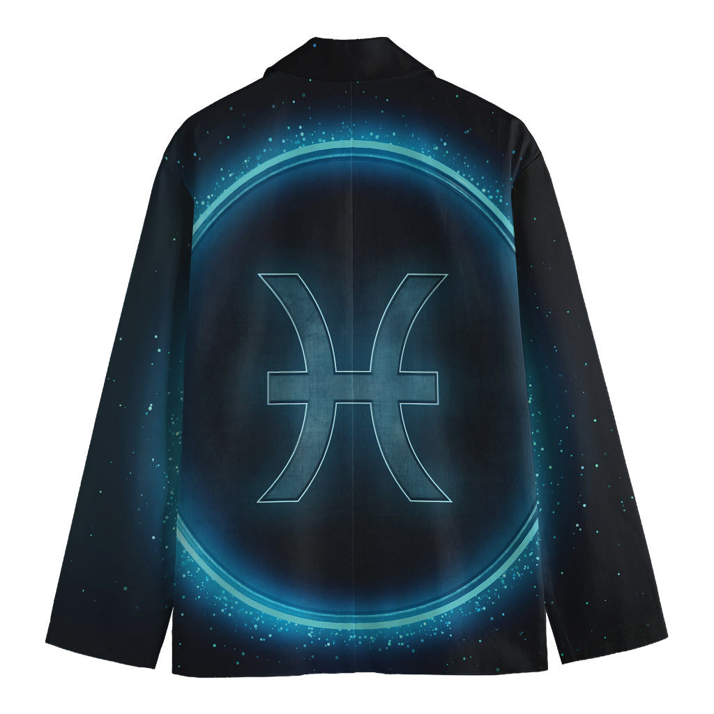 Blue Pisces Zodiac Sign Print Men's Blazer