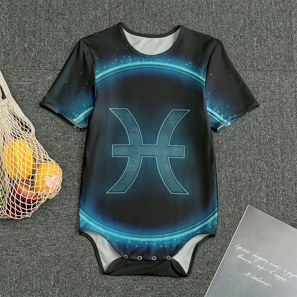Blue Pisces Zodiac Sign Print Men's Bodysuit