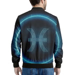 Blue Pisces Zodiac Sign Print Men's Bomber Jacket