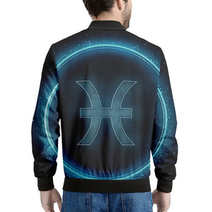 Blue Pisces Zodiac Sign Print Men's Bomber Jacket