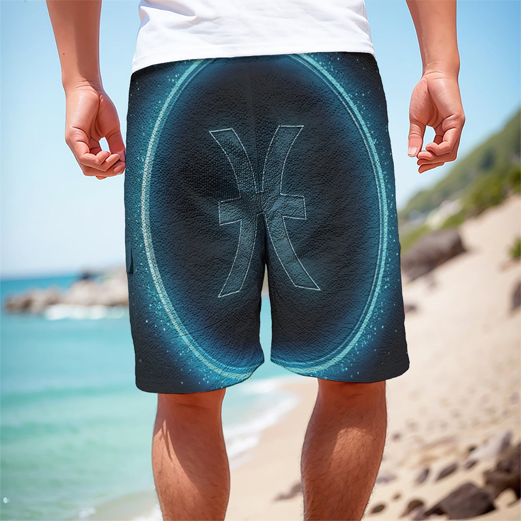 Blue Pisces Zodiac Sign Print Men's Cargo Shorts