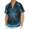 Blue Pisces Zodiac Sign Print Men's Deep V-Neck Shirt