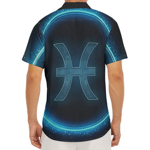 Blue Pisces Zodiac Sign Print Men's Deep V-Neck Shirt