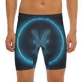 Blue Pisces Zodiac Sign Print Men's Long Boxer Briefs