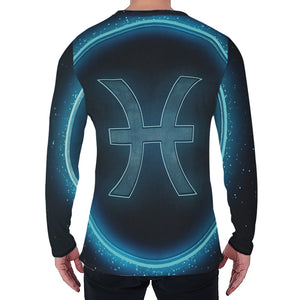 Blue Pisces Zodiac Sign Print Men's Long Sleeve T-Shirt