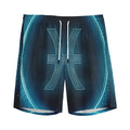 Blue Pisces Zodiac Sign Print Men's Athletic Shorts