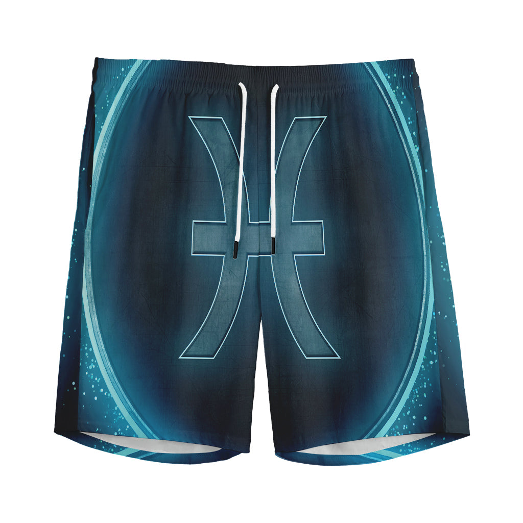 Blue Pisces Zodiac Sign Print Men's Sports Shorts