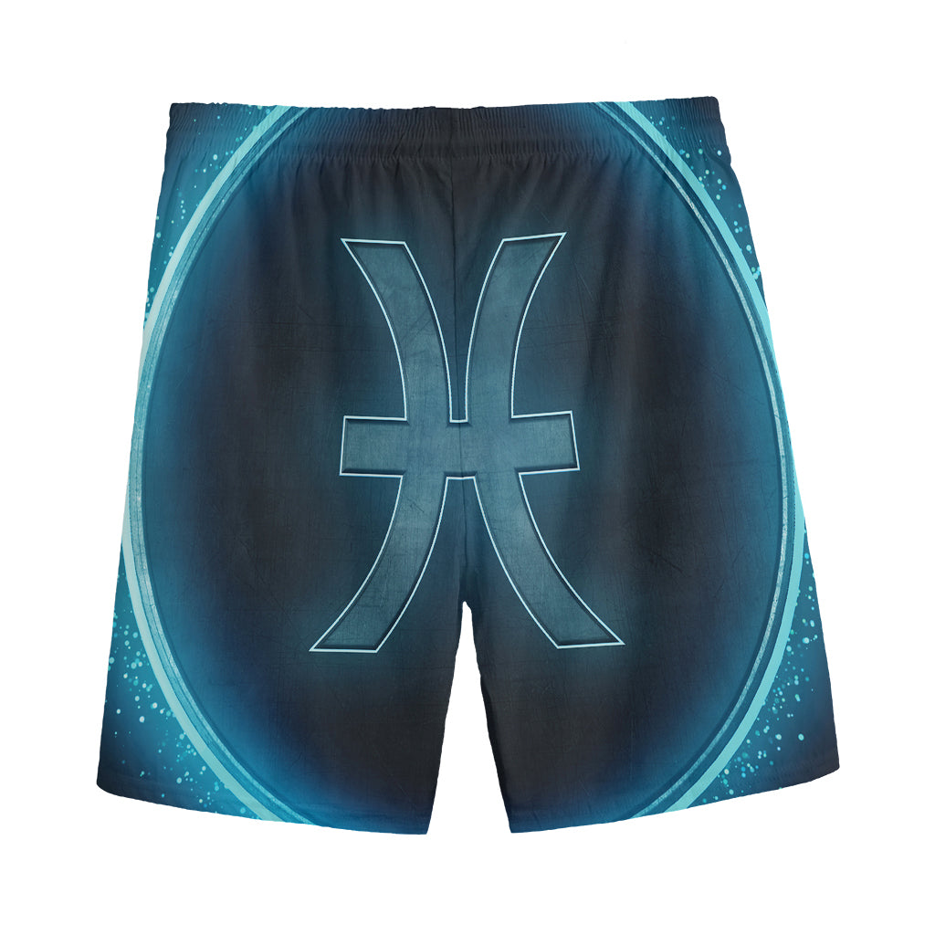 Blue Pisces Zodiac Sign Print Men's Sports Shorts