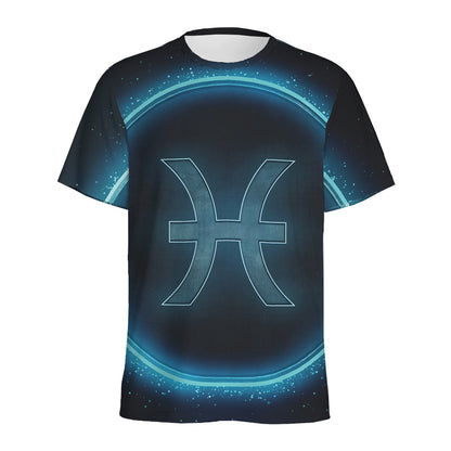 Blue Pisces Zodiac Sign Print Men's Sports T-Shirt