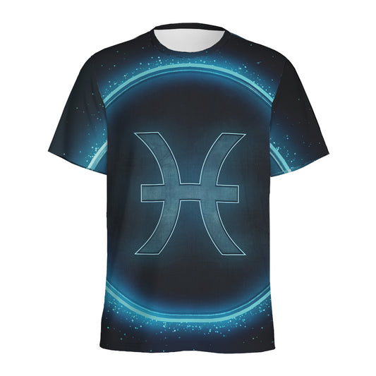 Blue Pisces Zodiac Sign Print Men's Sports T-Shirt