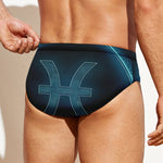 Blue Pisces Zodiac Sign Print Men's Swim Briefs