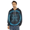 Blue Pisces Zodiac Sign Print Men's Velvet Pullover Hoodie