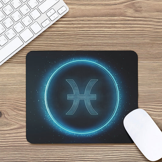 Blue Pisces Zodiac Sign Print Mouse Pad