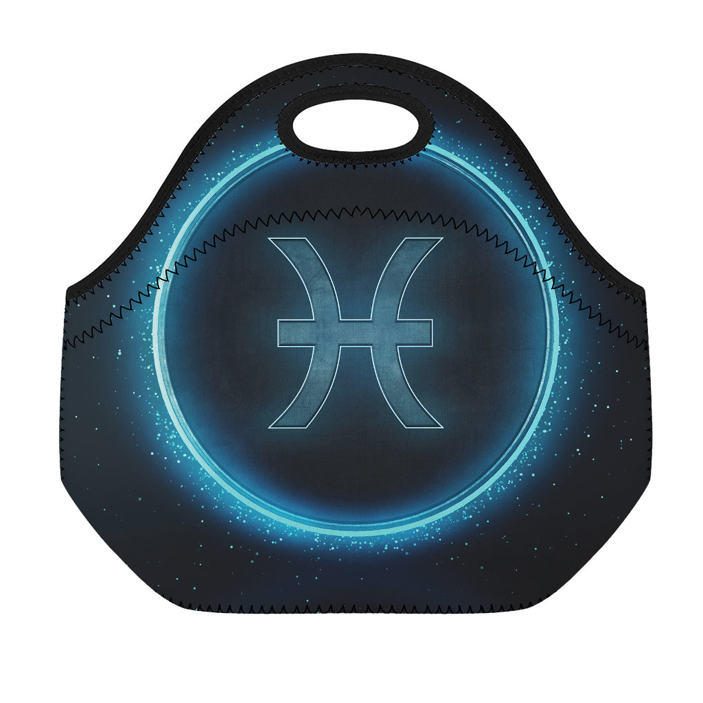 Blue Pisces Zodiac Sign Print Neoprene Lunch Bag