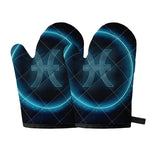 Blue Pisces Zodiac Sign Print Oven Mitts