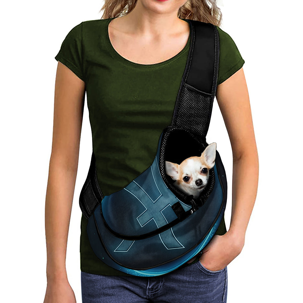 Blue Pisces Zodiac Sign Print Pet Sling Carrier