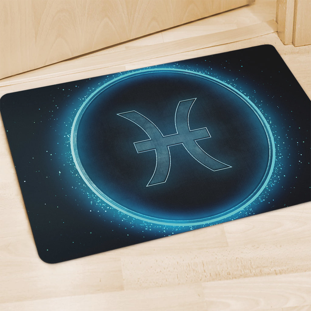 Blue Pisces Zodiac Sign Print Polyester Doormat