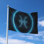 Blue Pisces Zodiac Sign Print Polyester Flag