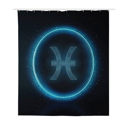 Blue Pisces Zodiac Sign Print Polyester Shower Curtain