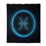 Blue Pisces Zodiac Sign Print Polyester Shower Curtain