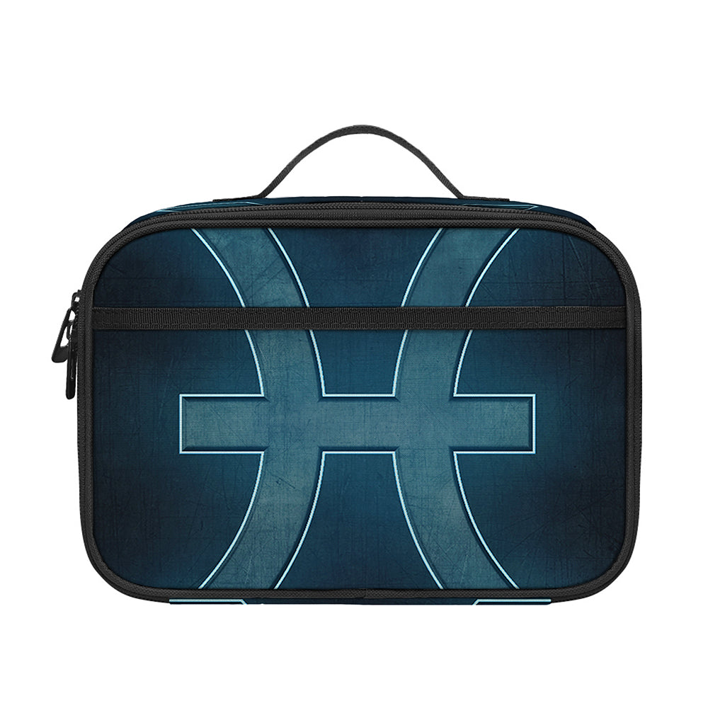 Blue Pisces Zodiac Sign Print Portable Lunch Bag